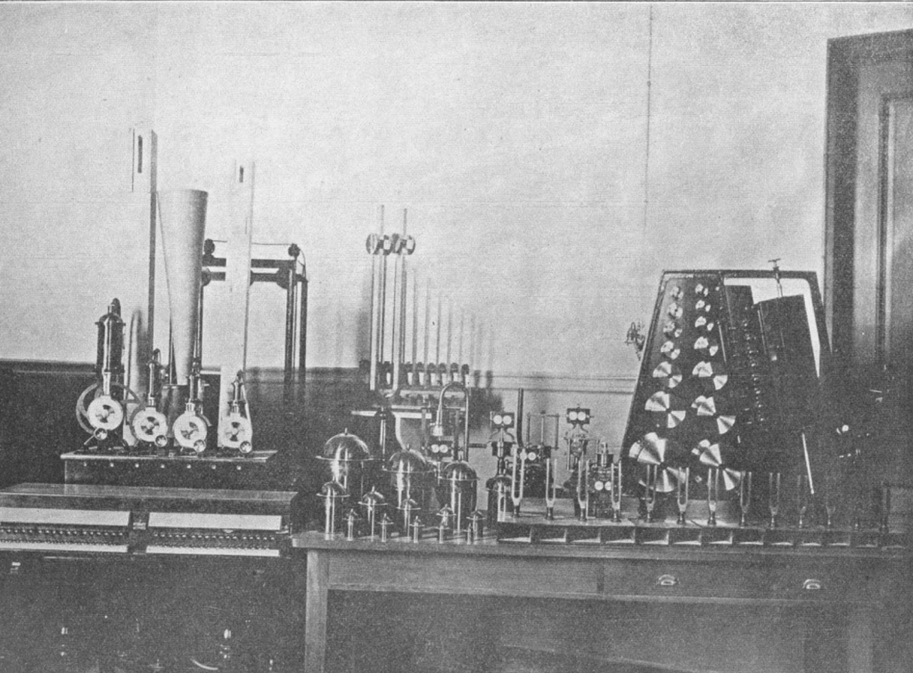 Akustiklabor. Die meisten Geräte wurden von Max Kohl/Chemnitz hergestellt